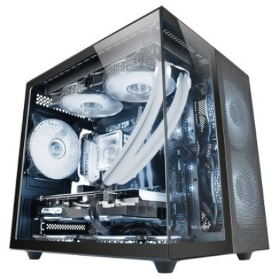 CAJA MICROATX CUBE GAMING MARS GAMING MCNOVAM NEGRA - Doble Panel de Cristal Templado - Doble Cámara