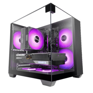 CAJA MICROATX GAMING MARS GAMING MCVISIONM TRIPLE CRISTAL TEMPLADO GPU 330mm 1x3.5 1x2.5 NEGRO