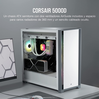 Caja Semitorre Corsair 5000D Tempered Glass White