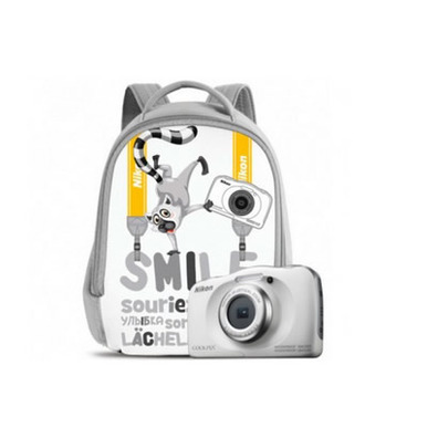 Cámara Nikon Sumergible Coolpix W100 Blanca + Mochila