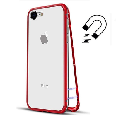 Carcasa Magnética con Cristal Templado iPhone 7 Plus/8 Plus Rojo