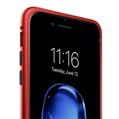 Carcasa Magnética con Cristal Templado iPhone 7/8 Rojo