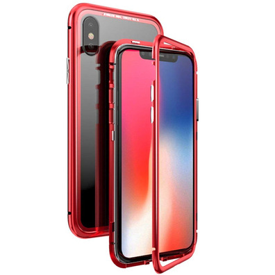Carcasa Magnética con Cristal Templado iPhone X/XS Rojo
