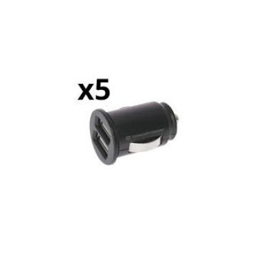 Cargador de Coche Nordess Kit 5 Unidades USB 2.4A 2 Puertos USB 5V 12/24V Color Negro