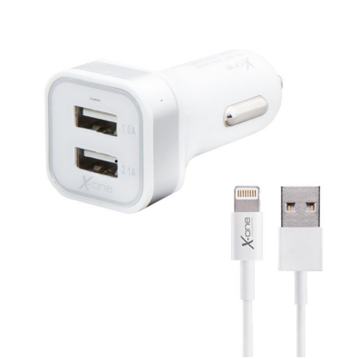 Cargador de Coche 2 USB + Cable Lightning (X-One)