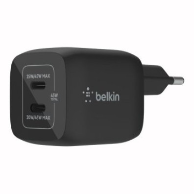 CARGADOR USB-C BELKIN 45W NEGRO - GAN BOOST CHARGE PRO 2xUSB-C