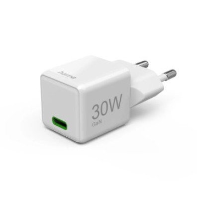 CARGADOR USB HAMA SUPER MINI 30W GaN BLANCO con Entrega de Energía Rápida