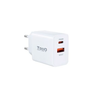 Cargador USB Blanco TOOQ TQWC-2SC04WT USB-C+USB-A 4.8A (20W)