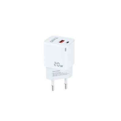 CARGADOR USB TOOQ TQWC-QCPD20WT USB-C PD + USB-A QC 20W BLANCO