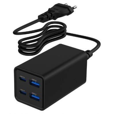 Gembird Usb Powerdelivery Gan 4 Puertos 65w Cargador Rápido Negro