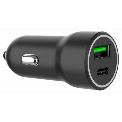 CARGADOR RAPIDO PARA COCHE GEMBIRD CON 2 PUERTOS USB, TIPO C PD, 20 W, NEGRO