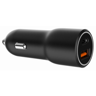 Cargador RAPIDO para Coche GEMBIRD con 2 Puertos USB, Tipo C PD, 38 W, Negro