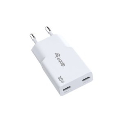CARGADOR USB EQUIP GAN 30W 2xUSB-C PD SLIM - BLANCO