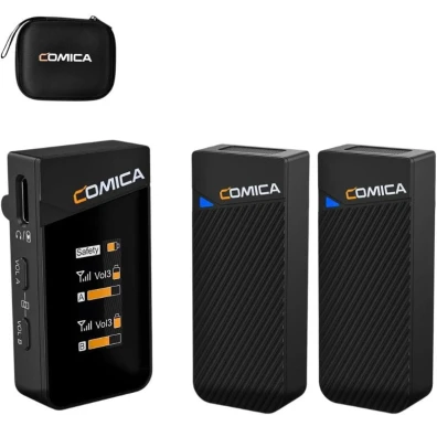 Micrófono Lavalier Inalámbrico COMICA Vimo C2 de 2 Canales - Control y Cancelación de Sonido
