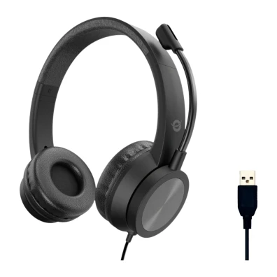 HEADSET CONCEPTRONIC POLONA05B USB-A MICROFONO FLEXIBLE CONTROL VOLUMEN REDUCCION DE RUIDO
