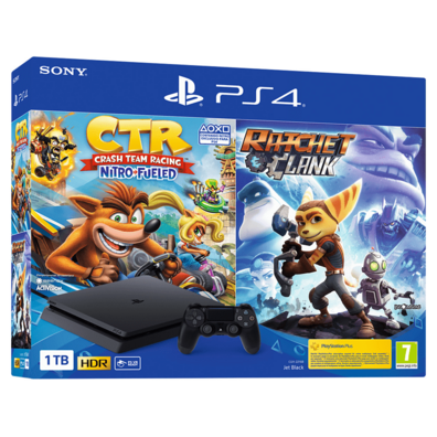 Consola Playstation 4 Slim (1 TB) + Crash Team Racing Nitro Fueled + Ratchet & Clank