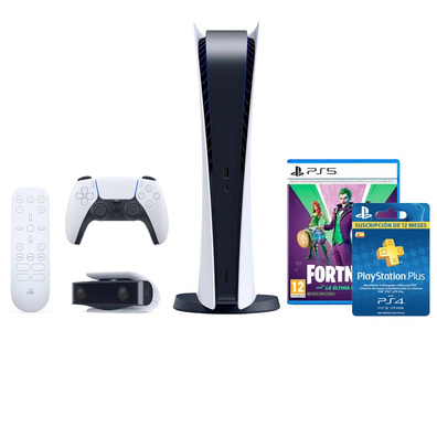 Consola Playstation 5 Digital Edition + Fornite Lote La Última Risa + PSN 12 Meses + Accesorios
