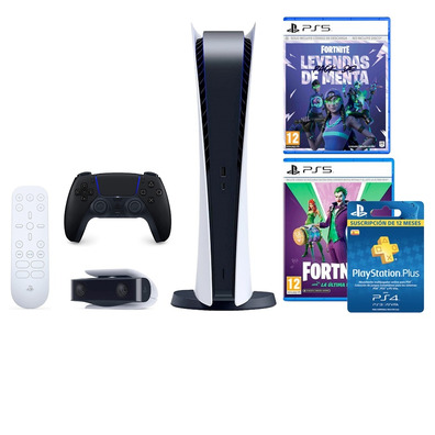 Consola Playstation 5 Digital Edition + Fortnite + PSN 12 Meses + Accesorios