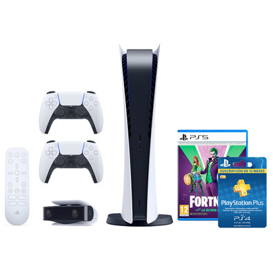 Consola Playstation 5 Digital + Mando + Accesorios + Fortnite: La Última Risa