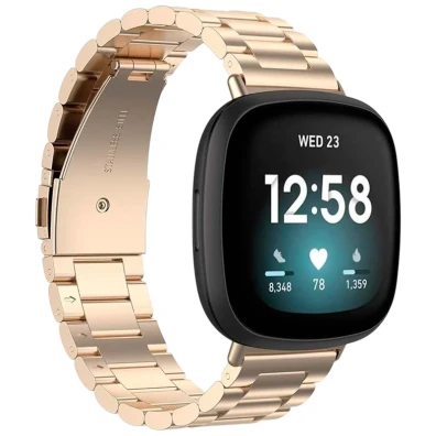 Correa Metal Eslabones Fitbit Versa 3 y Versa 4 - Color Champán - CROCOCASE
