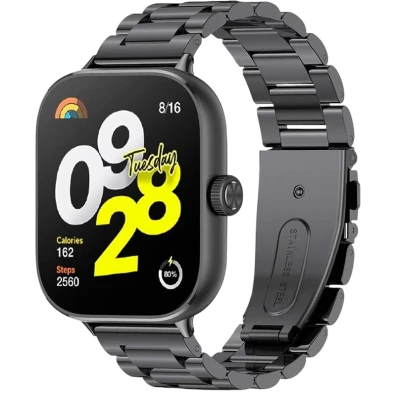 Correa Metal Eslabones para Xiaomi Mi Smart Band 10 Pro, 9 Pro, 8 Pro, Redmi Watch 6, 5, 4 - Negro