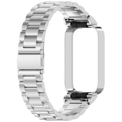 Correa Metal Eslabones para Xiaomi Mi Smart Band 9 Active / Redmi Smart Band 3 Plata