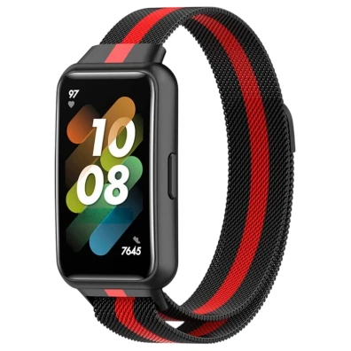 Correa Huawei Band 7 Milanesa Magnética Racing Negro y Rojo - CROCOCASE