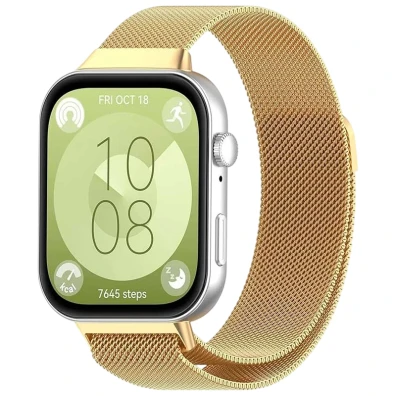Correa Milanesa Magnética para Huawei Watch Fit 3 Dorado - Marca CROCOCASE