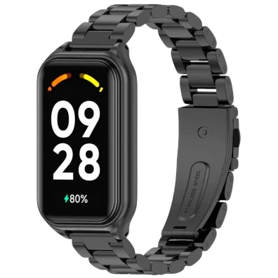 Correa Metal Eslabones Xiaomi Mi Smart Band 8 Active Redmi Smart Band 2 Negro - CROCOCASE
