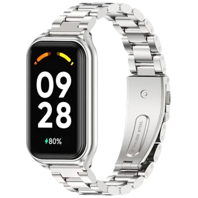 Tira Metálica Eslabones Plata para Xiaomi Mi Smart Band 8 Active / Redmi Smart Band 2
