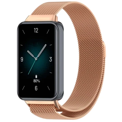 Correa Magnética Milanesa Huawei Band 8/9 y Honor 9 Dorado Rosa