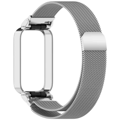 Correa Milanesa Magnética Xiaomi Mi Smart Band 9 Active / Redmi Smart Band 3 Plata