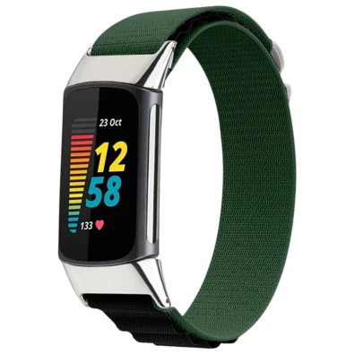 Correa de Nailon Verde para Fitbit Charge 5 / Charge 6 por CROCOCASE