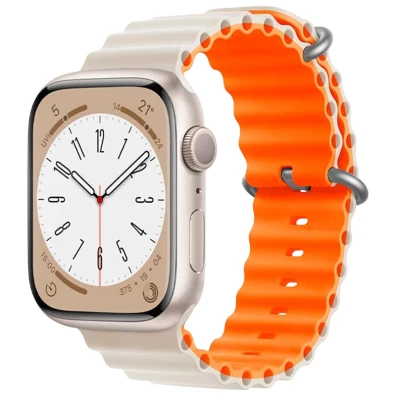 Correa Apple Watch Wave Blanco Estrella Naranja 42/44/45/49mm - CROCOCASE