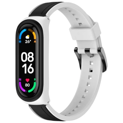 Correa Xiaomi Mi Smart Band 6 / Mi Band 5 / Amazfit Band 5 Dual Color Blanco+Negro - CROCOCASE