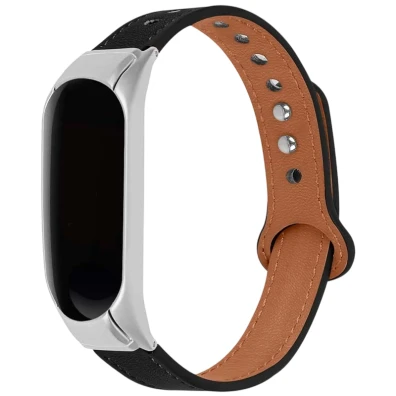Correa de Cuero Xiaomi Mi Smart Band 6 / Mi Band 5 / Amazfit Band 5 Clip Negro