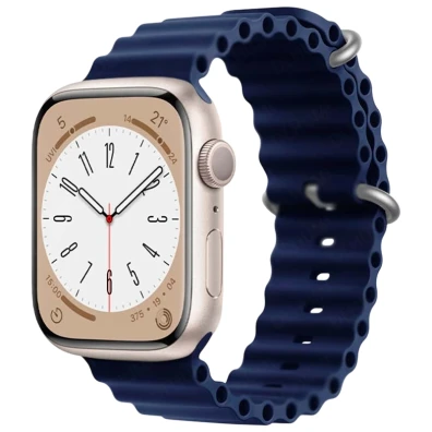 Correa Apple Watch Wave Azul Oscuro 42/44/45/49mm - Marca CROCOCASE