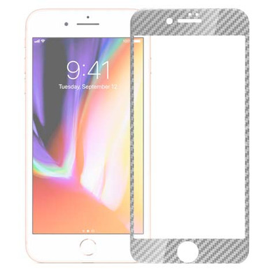 Cristal Templado Completo 3D Fibra Carbono iPhone 7 /iPhone 8/iPhone SE 2020 Plata