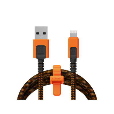 Cable Xtreme Xtorm - 1.5m, USB-A a Lightning, Negro/Naranja