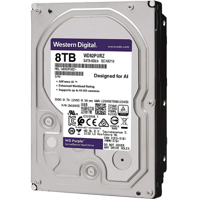 Disco Duro Western Digital WD Purple Surveillance 8TB 3.5" SATA III 256MB