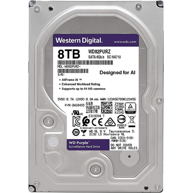 Disco Duro Western Digital WD Purple Surveillance 8TB 3.5" SATA III 256MB