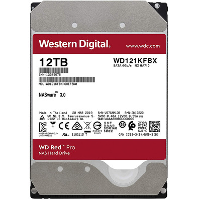 Disco Duro Western Digital WD Red Pro NAS 12TB 3.5" SATA III 256MB