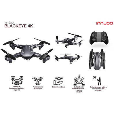Dron Innjoo Blackeye 4K/Autonomía 20 minutos/Cámara 4096*2160p Gris