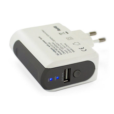 Transformador USB 1A + Batería Externa 2000mAh Blanco Muvit