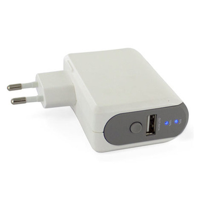 Transformador USB 1A + Batería Externa 2000mAh Blanco Muvit