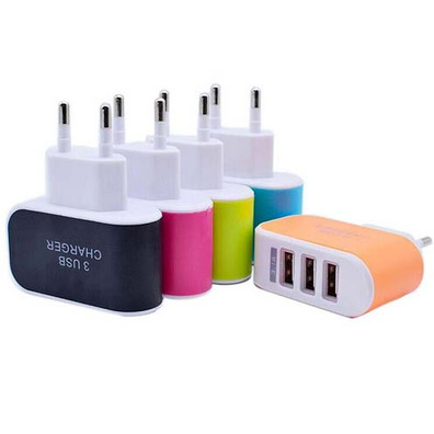 Enchufe 3 Puertos LED USB Naranja