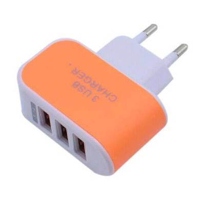 Enchufe 3 Puertos LED USB Naranja