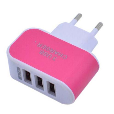 Enchufe 3 Puertos LED USB Rosa