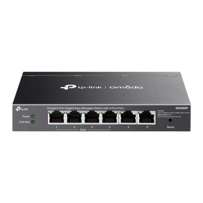 Switch Semigestionable TP-LINK Omada ES206GP 6P 4xLANGb PoE+ 2xLANGb 65W TOTAL METAL