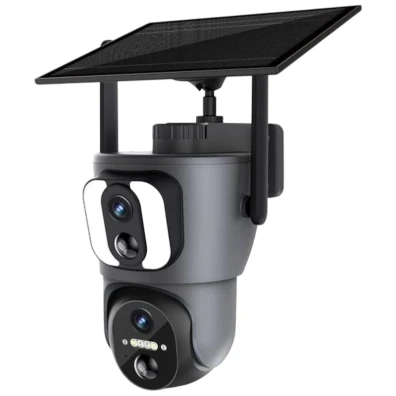 Cámara Escam QF390 Negro 1080p, Lente Dual, WiFi y Panel Solar